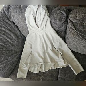Lululemon Light Heather Grey/White With White Ruffled Bottom Hoodie. Size 8.